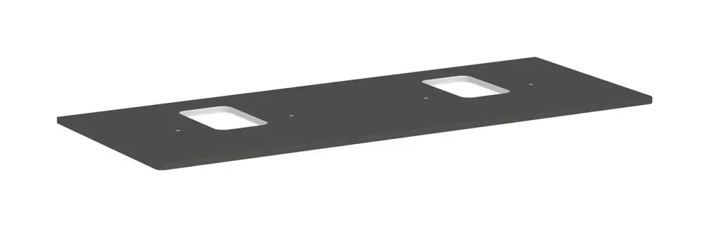 Konsole in diamantgrau mit zwei Ausschnitten, geeignet für einen Aufsatzwaschtisch. Produkt von Hansgrohe, schlichtes Design ohne erkennbare Maße.